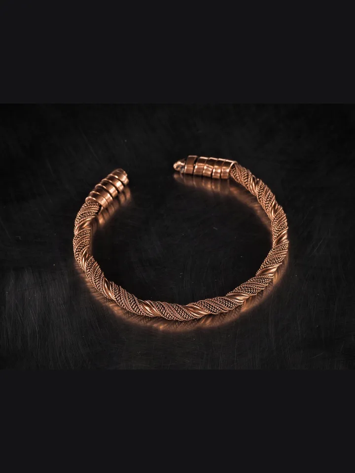 Woven copper wire cuff bracelet Antique style handcrafted copper jewelry