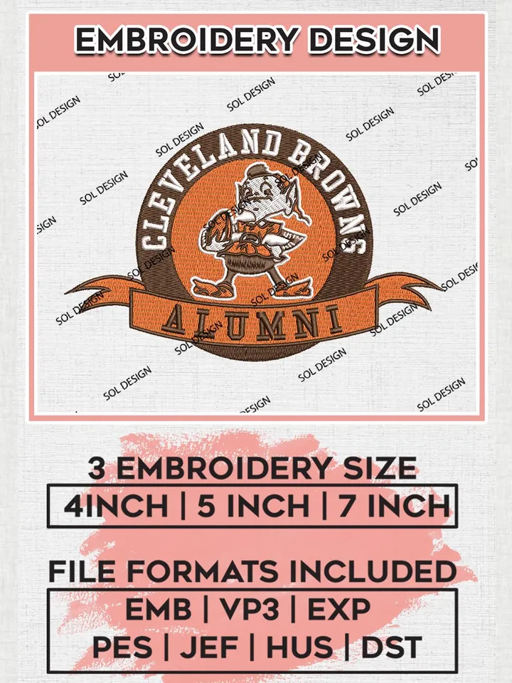 NFL Cleveland Browns Alumni Embroidery Designs, NFL Browns, NFL Embroidery Designs, NFL Cleveland Browns Machine Embroidery Design, Digital Download