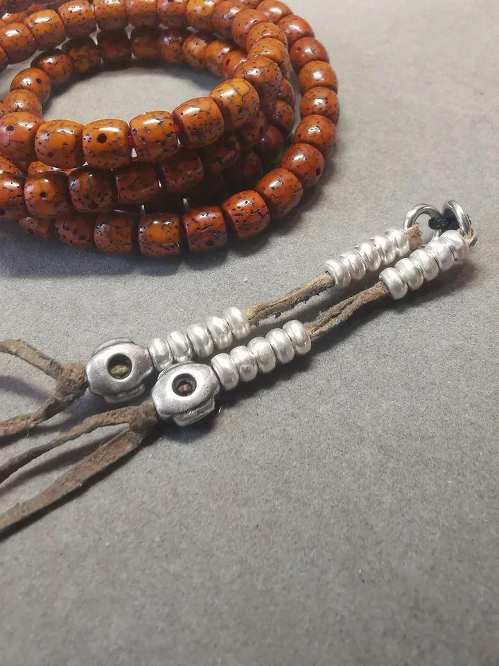 Gandhanra 5mm Silver Tibetan Buddhist Prayer Bead Counters for 6-15mm Mala,with Mantra Dot Pendant
