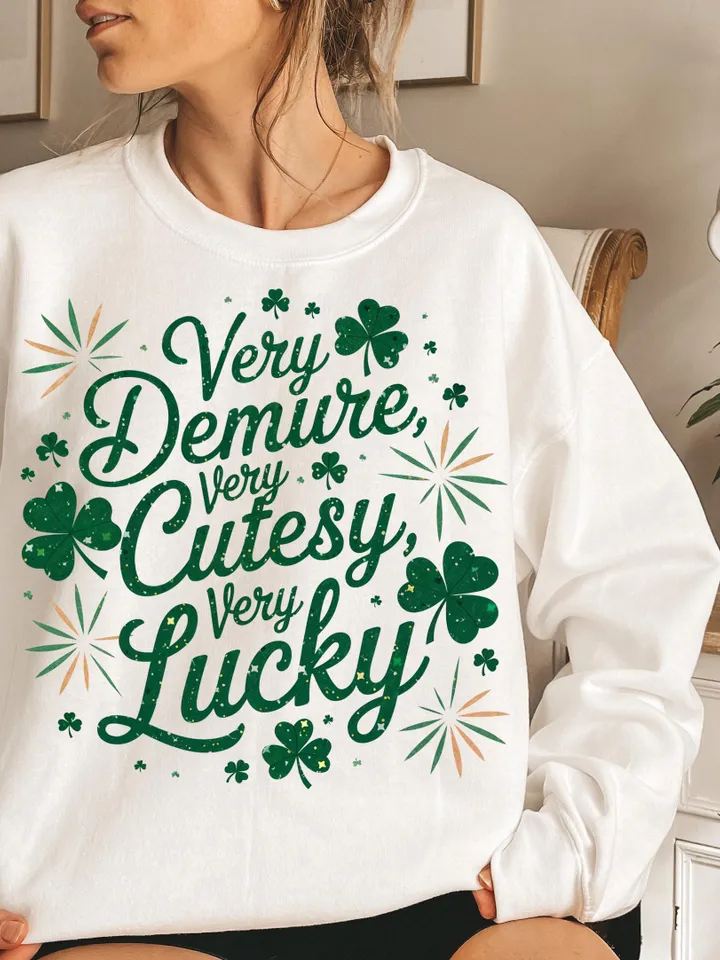 Very Demure Very Lucky Png, Glitter St Patrick's Day Coquette PNG, St Patty's Day Very Cutesy png, Lucky Shamrock PNG, Irish Png