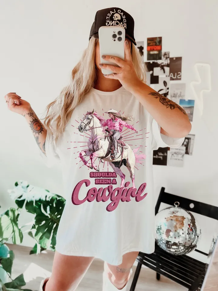 Shoulda Been A Cowgirl Bucking Horse | Western PNG Sublimation, Designs Downloads, PNG Clipart, Shirt Design, Sublimation Download