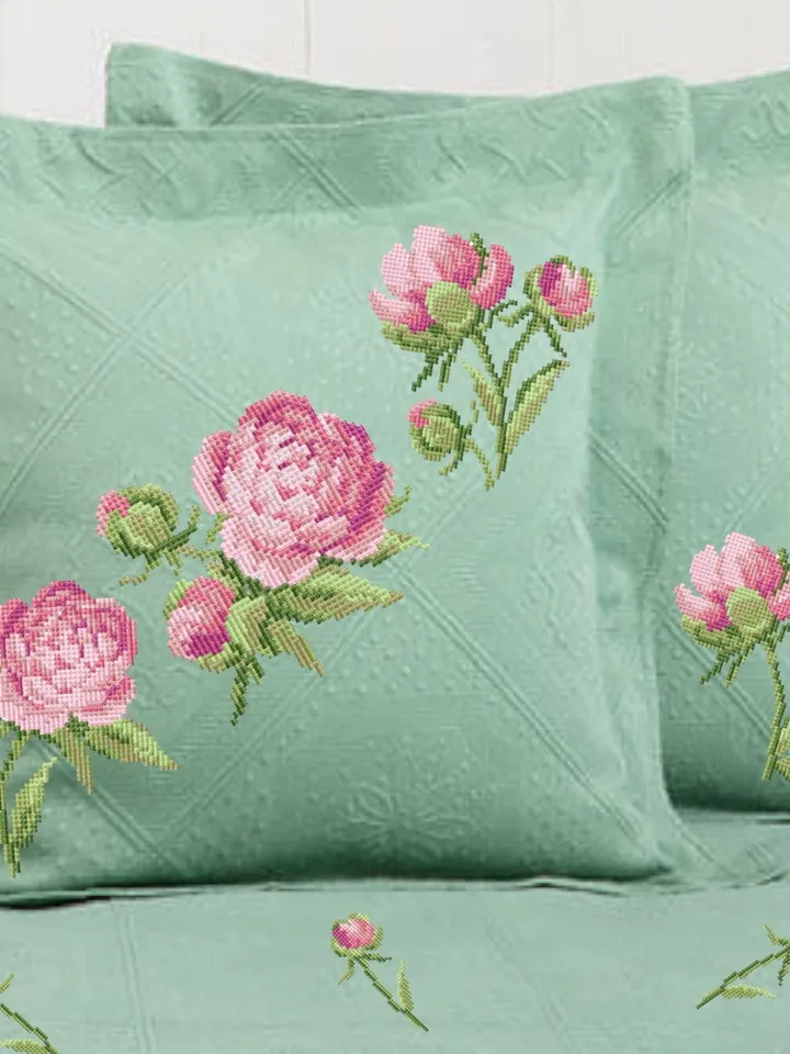 Peony cross-stitch set patterns machine embroidery designs digital embroidery pattern clothing décor embroidery motif flower embroidery