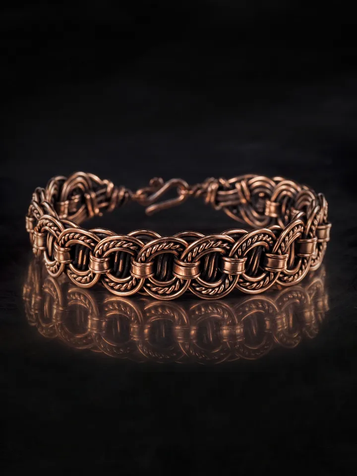 Woven copper wire bracelet Antique style handcrafted copper jewelry Unique gift