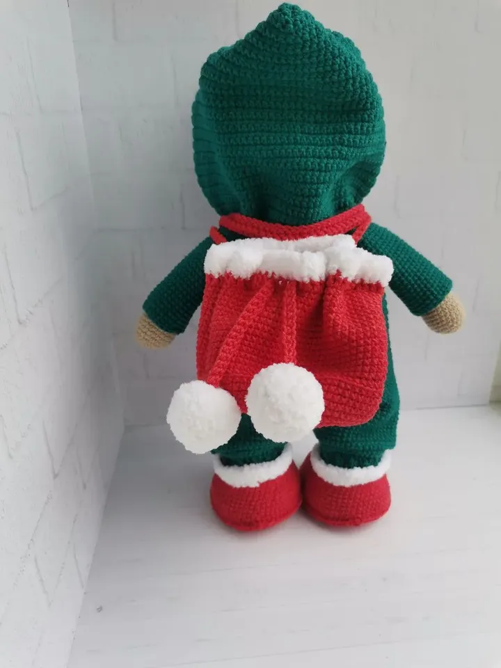 Christmas Teddy Bear crocheted in clothes, Christmas gift, interior toy