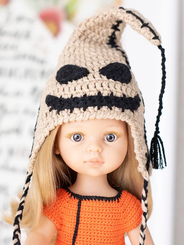 Oogie boogie crochet hat for Paola Reina doll, Meadowdolls Dumplings, Little Darling, Siblies for Halloween or Christmas