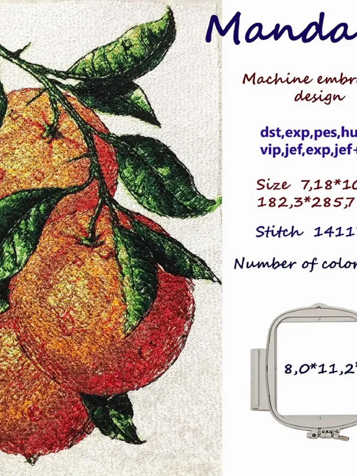 Mandarin photo stitch Machine Embroidery Design