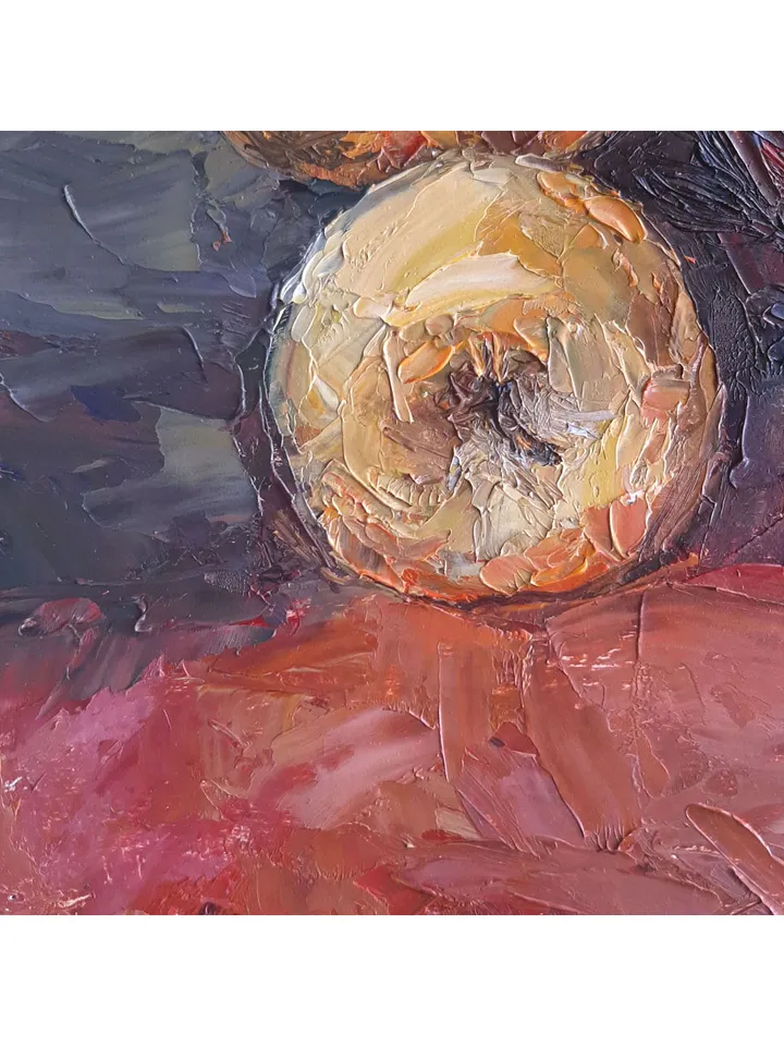 Pomegranate Apple Painting 9x6,9" ORIGINAL ART Still Life with Fruits Kitchen Artwork Signed by artist Marina Chuchko