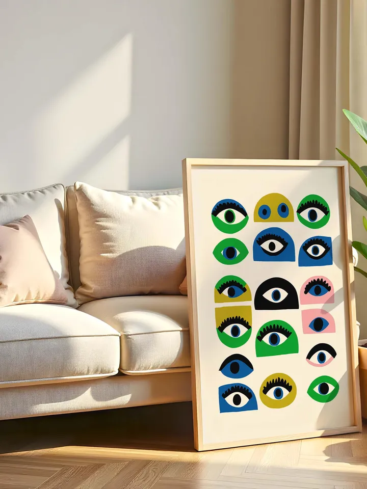 Colorful Abstract Eye Wall Art, Modern Digital Eye Prints, Minimalist Poster, Home Decor, Crazy Eye Illustration, Instant Digital Download
