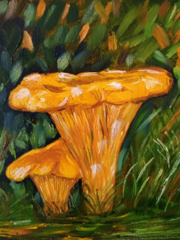 Yellow Mushrooms Mushroom Art Mushroom Landscape Dining Room Decor