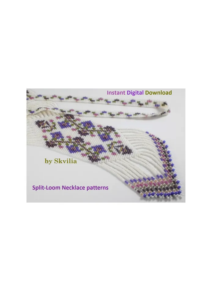Bead loom patterns, schemes for a Split-Loom Necklace, Beading Loom Stitch, Square Stitch, Gerdan, Instant Digital Download, PDF