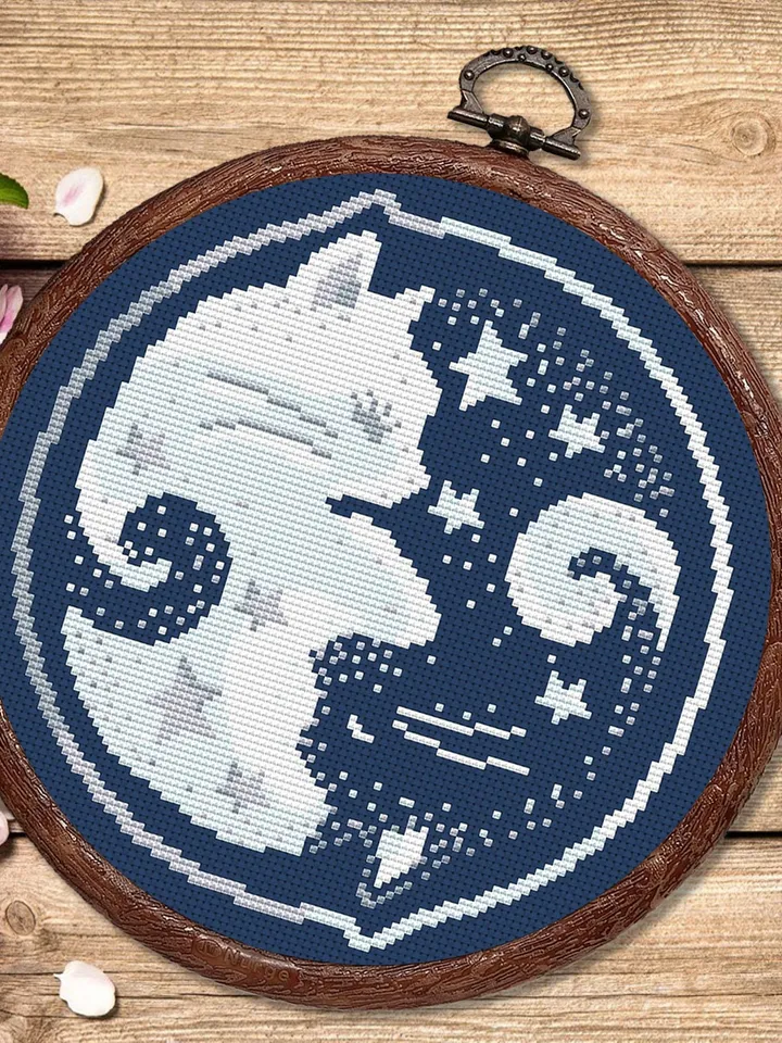Silver Yin and Yang Sleeping Cats Cross Stitch Pattern, Cat Cross Stitch Pattern, Embroidery Yin and Yang, Animals Cross Stitch #cat007