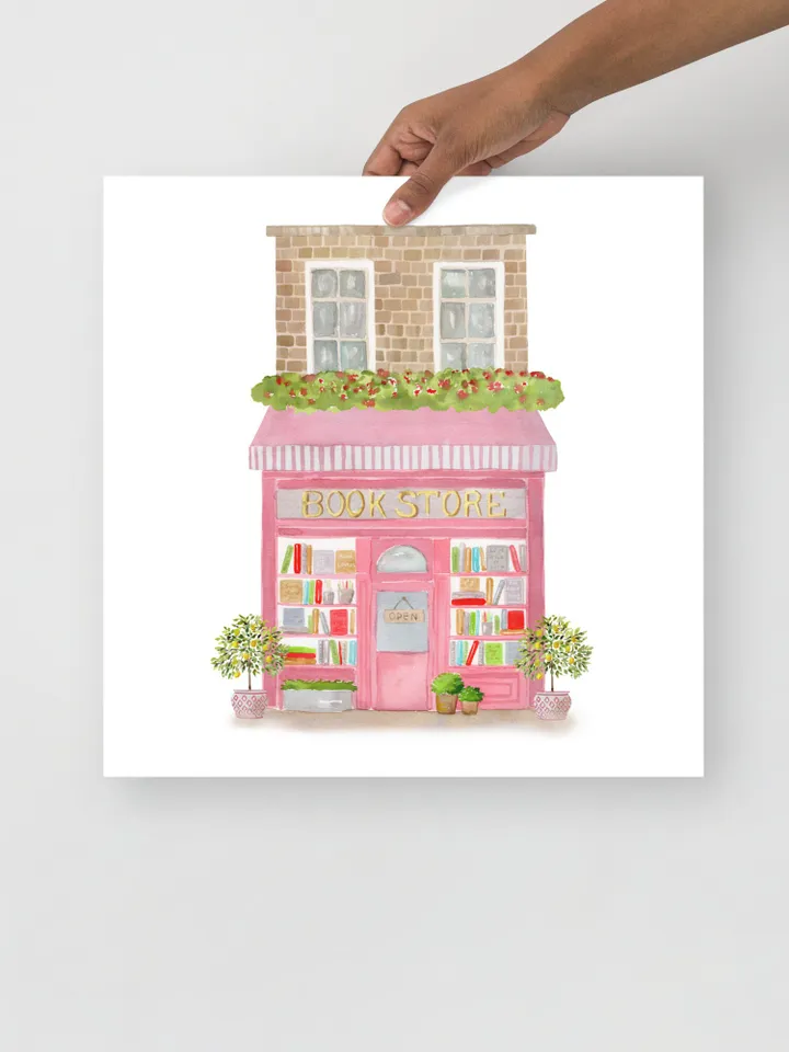 Book Store Watercolor Art  Print, Book Lover Gift, Bookshop Print, Library Art, french Art, Book Shop Art Print, Vintage Painting, Book Art