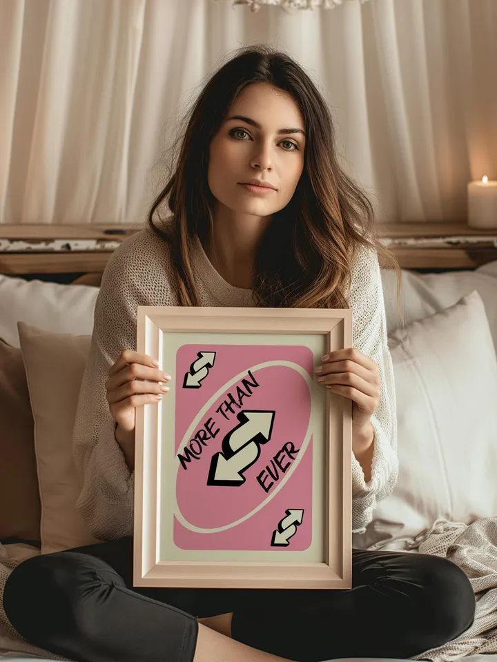 More Than Ever play Reverse Card Wall Art Funny Meme Poster Digital Download Pink Black Typography Pop Culture Print Game Room Meme Decor