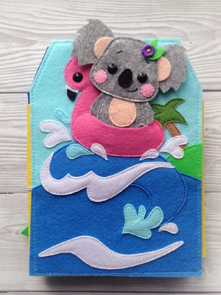 Koala Quiet book Pattern PDF, Felt activity book pattern, Baby Soft book template, Quiet book sewing ideas for toddler