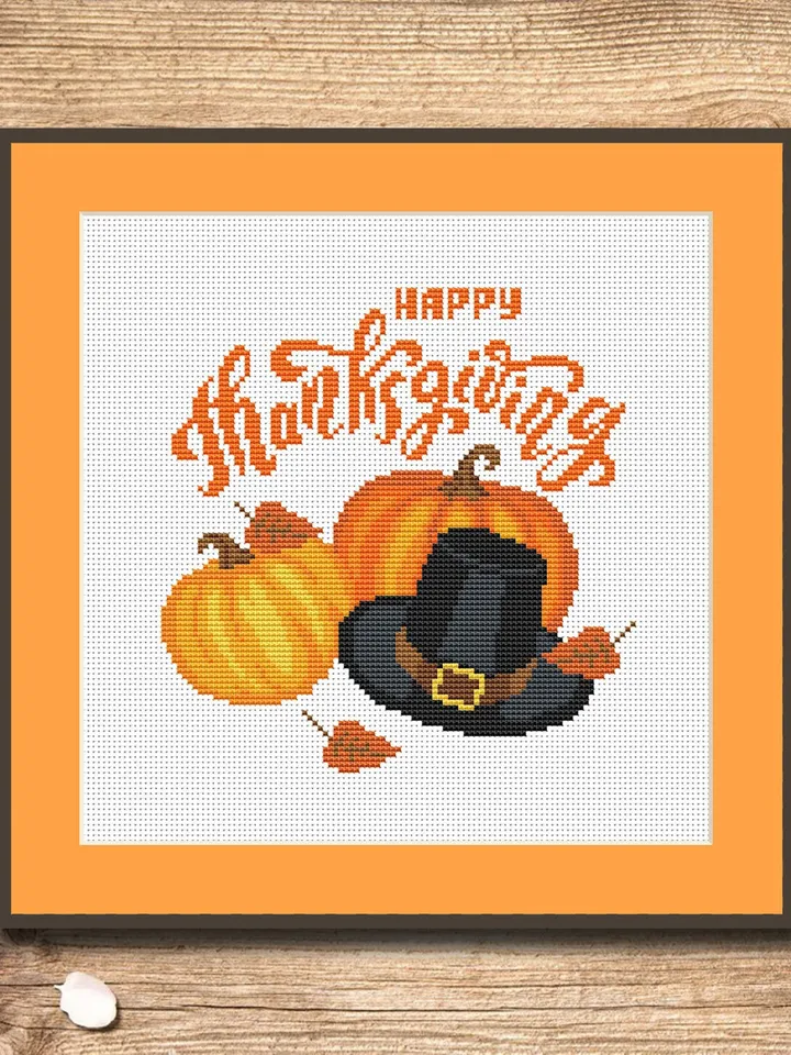 Happy Thanksgiving Cross Stitch Pattern, Thanksgiving Cross Stitch Pattern, Pumpkins Cross Stitch Pattern, Thanksgiving Patterns #hld006