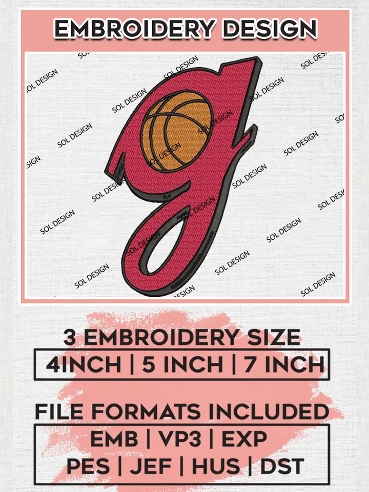 NCAA Georgia Bulldogs Baketball Team Logo Embroidery Design Files, NCAA Georgia Bulldogs Machine Embroidery, NCAA Teams, 3 sizes, NCAA Machine embroidery designs, Digital Download