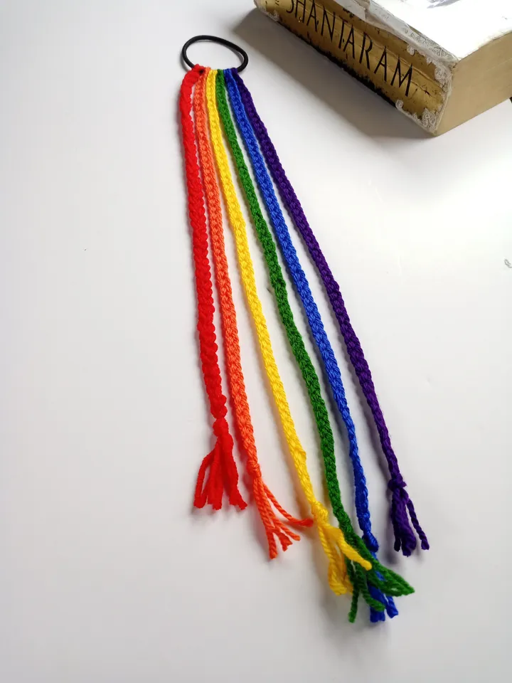 Dreadlock Hair Extensions, Clip In Hair Wraps, Braid Bohemian, Festival Boho Girl, Removable Wrap, Hippie Girl Women Gift Rainbow Color