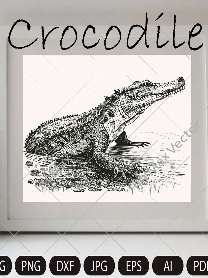 Crocodile SVG, Alligator Svg, Crocodile in the river, Crocodile Clipart, Crocodile detaled, Crocodile Cut Files, Crocodile head svg