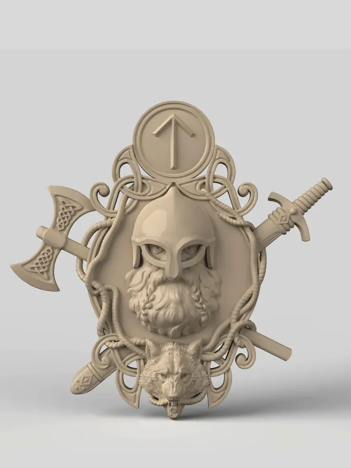 3D Model STL CNC Router file 3dprintable Thor Panel with Wolf