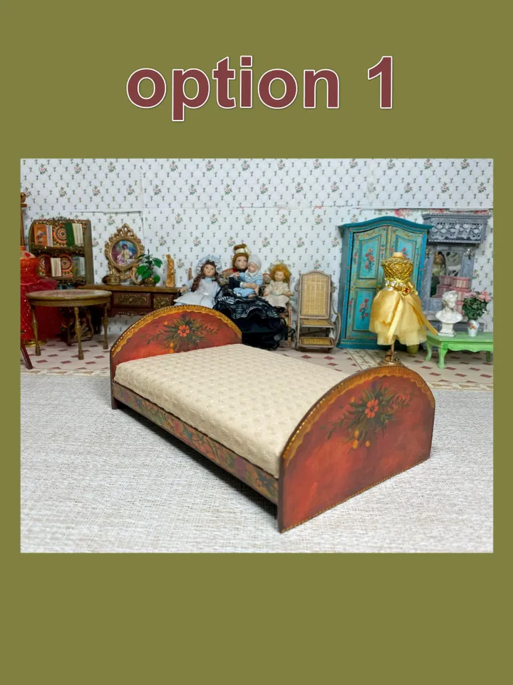 Doll bed. Dollhouse miniature. 1:12. Handmade. Dollhouse bed.