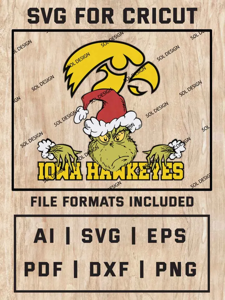 Grinch Iowa Hawkeyes SVG, NCAA SVG Design, NCAA Iowa Hawkeyes SVG, NCAA Iowa Cricut, Christmas Svg, Grinch svg, Digital Download