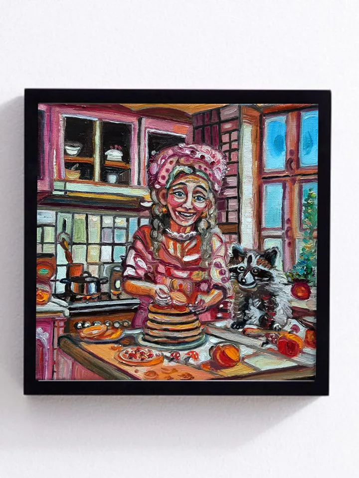 Woman with a badger Art Painting Original Oil Art
Oil on Canvas