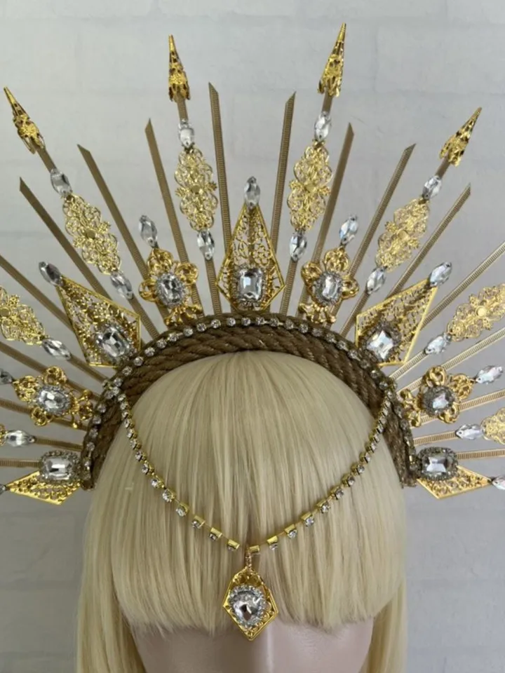 Venetian Goddess Crown Boho Headband Loose Accessory Gold Crown Boho Tiara