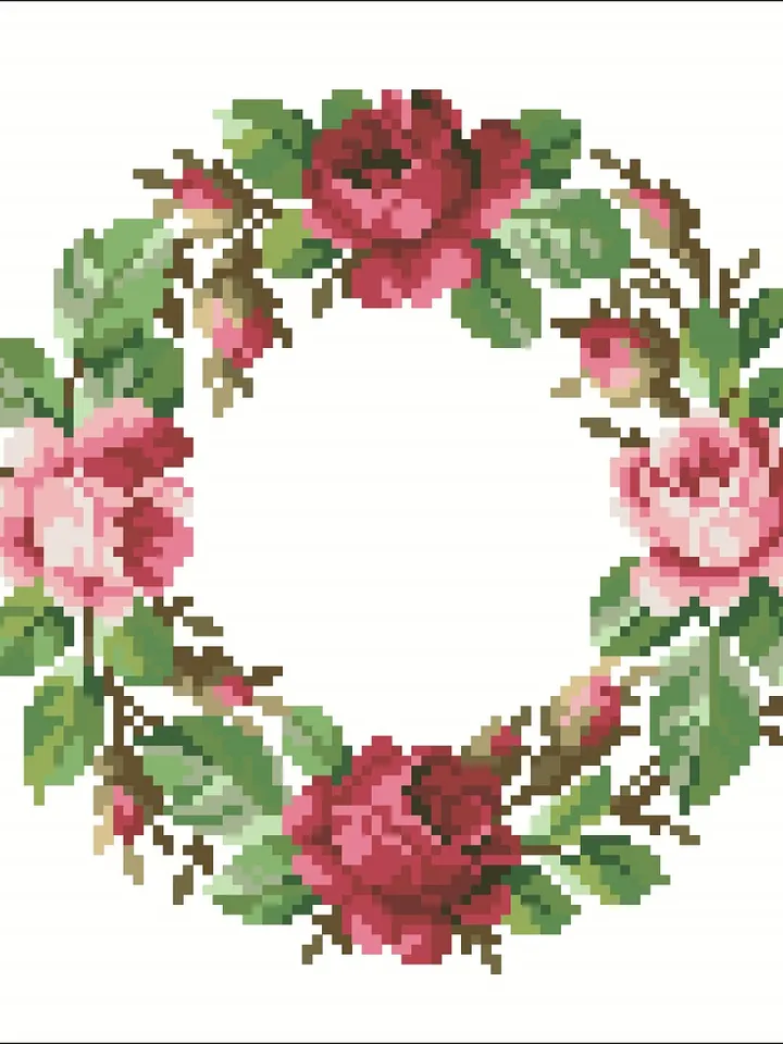 Antique Cross Stitch Pattern Flower Crown Antique Wreath Digital Download PDF