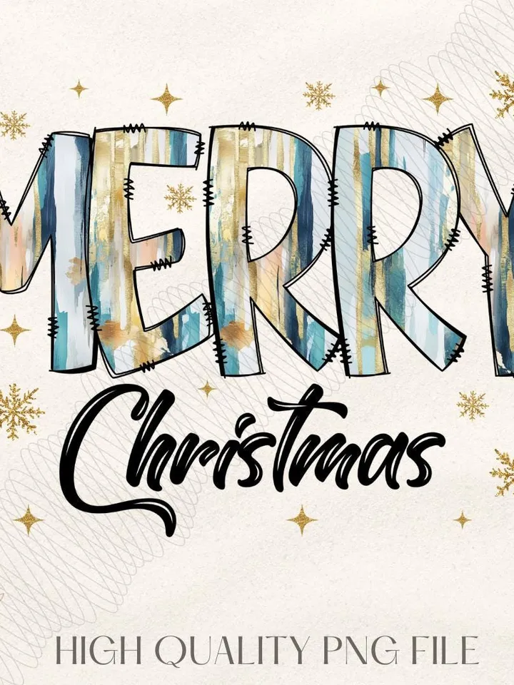 Glitter Blue Merry christmas png, merry doodles png, colorful brushstroke christmas png, glitter christmas png, christmas png, tis the seaso