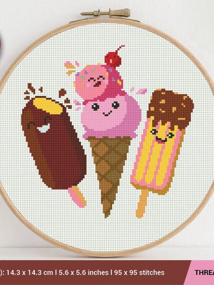 Ice-Cream Cross stitch pattern | Embroidery Pattern | Instant Download | Embroidery Designs