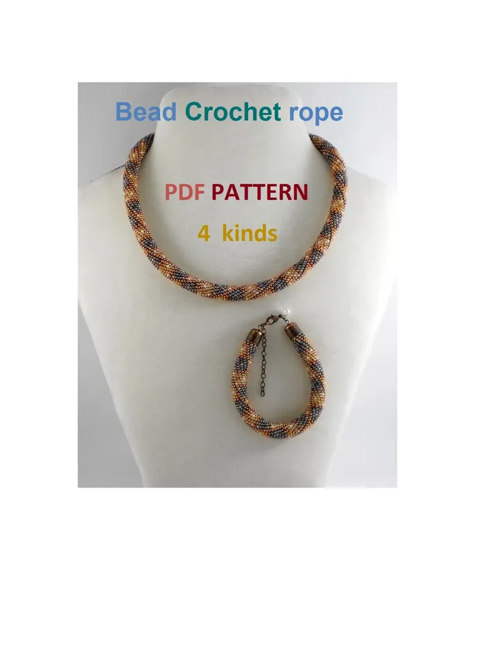 Bead Crochet Necklace Bracelet patterns, Rope bead crochet, pattern seed beads, DIY, bead jewelery, Instant Download, PDF patterns