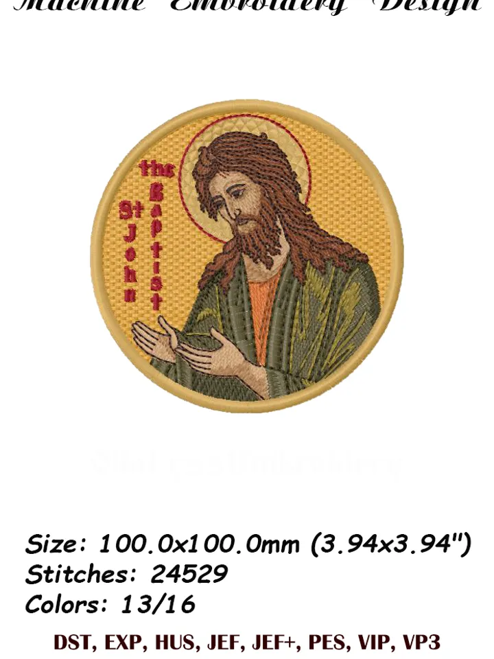John the Baptist embroidery design