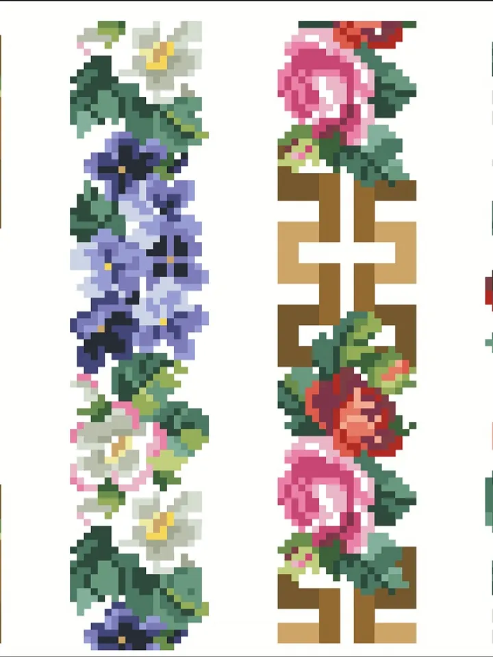 Antique Cross Stitch Pattern Floral Border Digital Download PDF