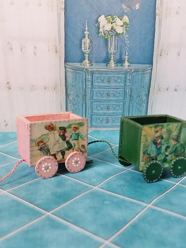Trolley for dollhouse. Doll toy.