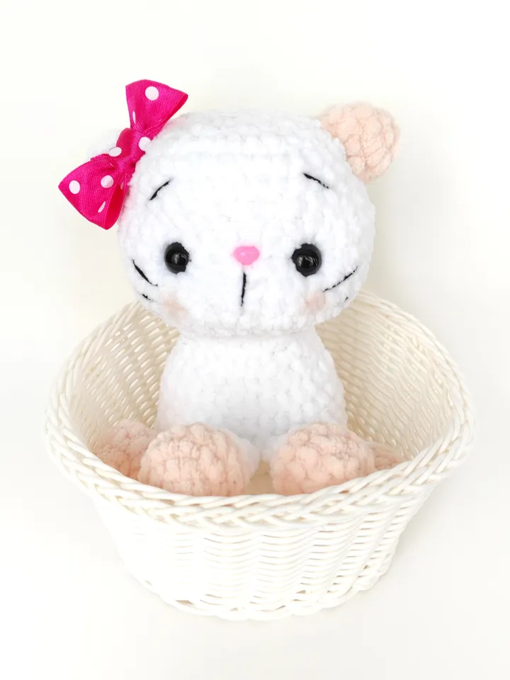 Teddy white kitten, stuffed toy kitten, baby gift