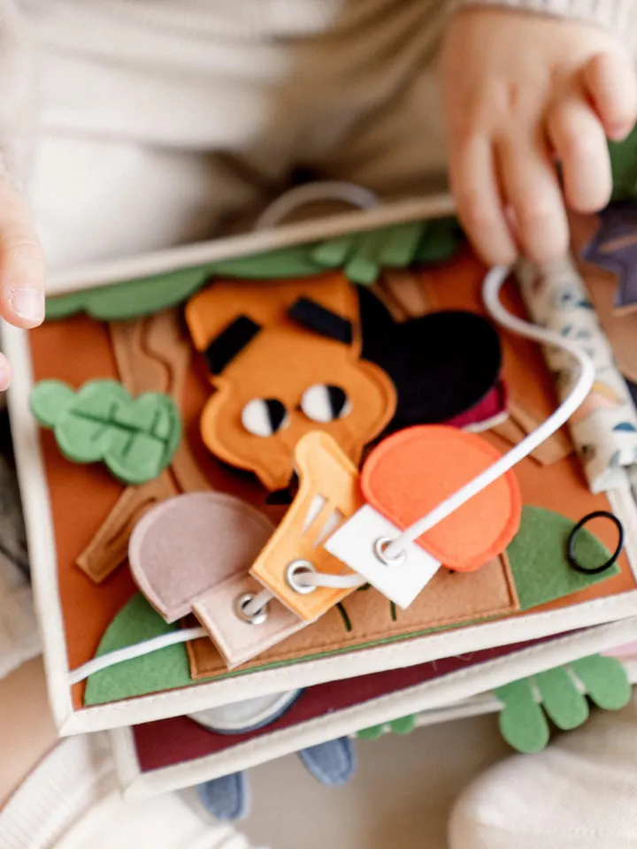 Quiet Book for Baby Toddlers, Montessori Woodland Felt Activity Book, Baby Travel Sensory Fely Toy, Educational Birthday Gift for Ages 1-3