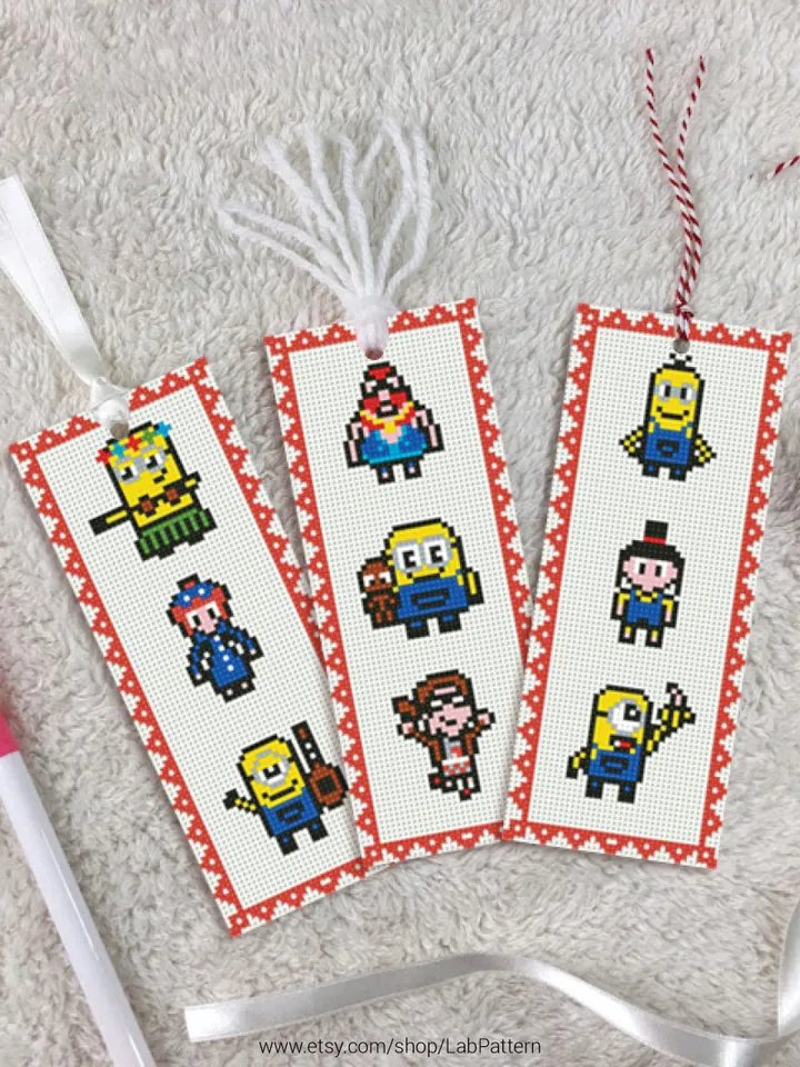 Bookmarks Minion Set 3 Cross stitch pattern | Embroidery Pattern | Instant Download | Embroidery Designs