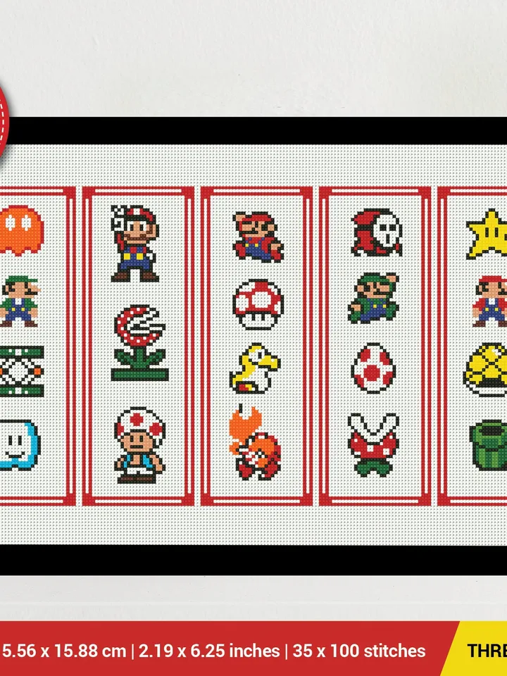 Super Mario Bundle of 5 Bookmarks Cross stitch pattern | Embroidery Pattern | Instant Download | Embroidery Designs