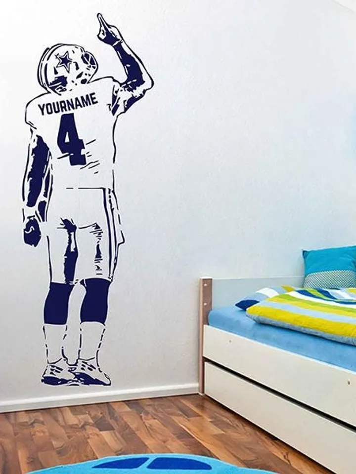 Name Football Wall Decal Personalized Number Sticker Gift ik3342