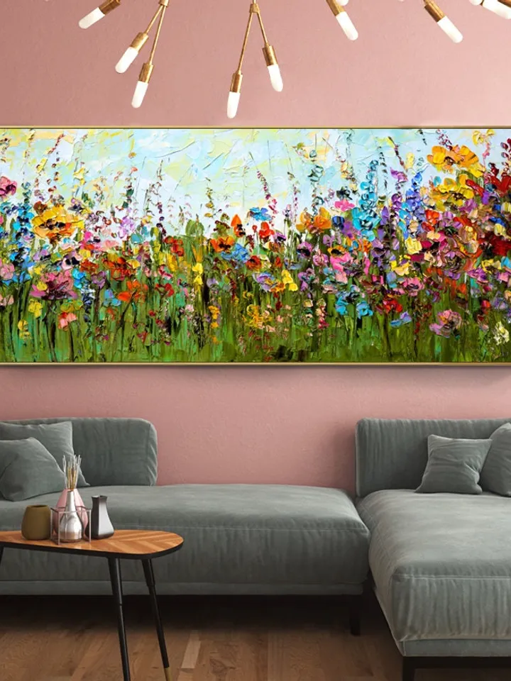 Original painting,Large wall art,Boho wall décor,Flower painting, Color oil painting, Home decor, Modern art, Abstract art,Bedroom decor