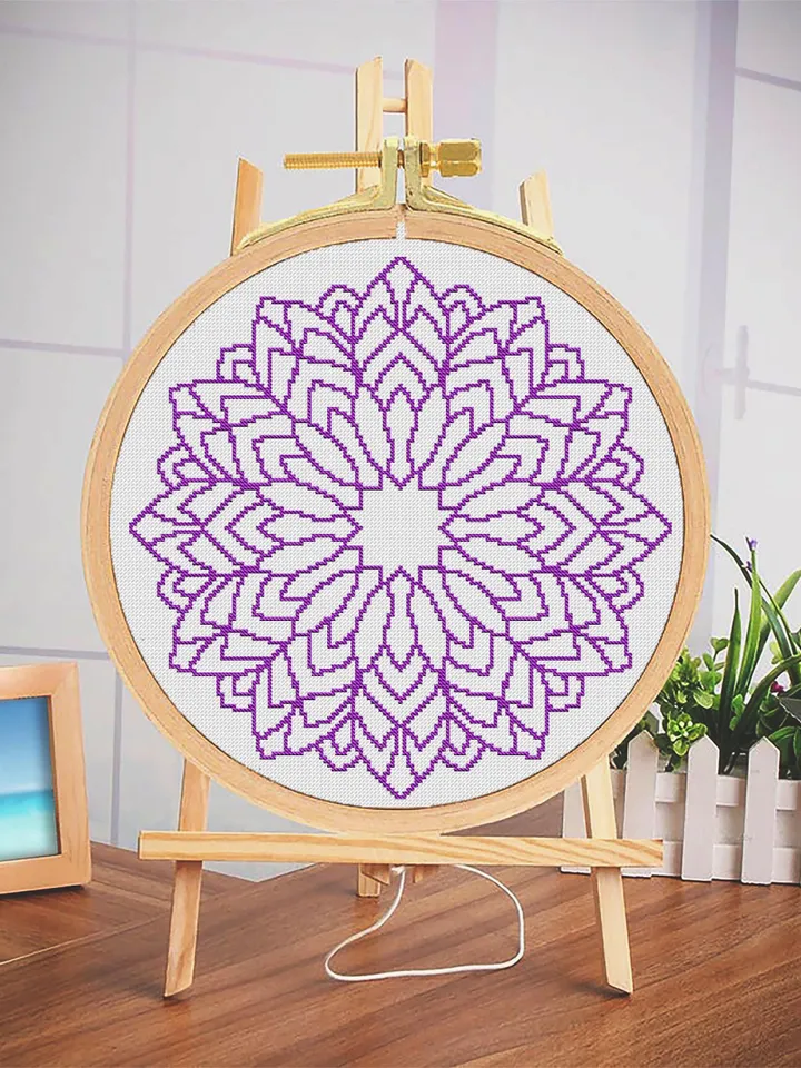 Mandala cross stitch pattern download PDF Simple mandala pattern digital PDF Monochrome cross stitch chart Quick cross stitch sampler #M81