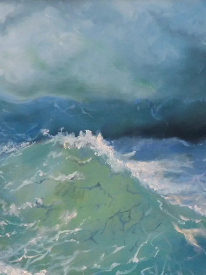 Singapore Painting Seascape Oil Original Art Keppel Bay Artwork Sea Wave Art