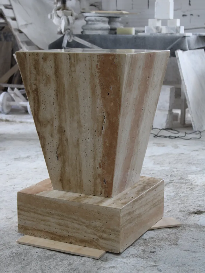 Travertine geometric cube coffee table 2 pieces, end table, side table