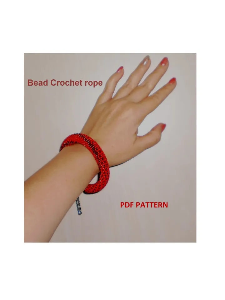 Bead crochet rope pattern for beading necklace and bracelet, DIY, Instant Download, PDF fail
