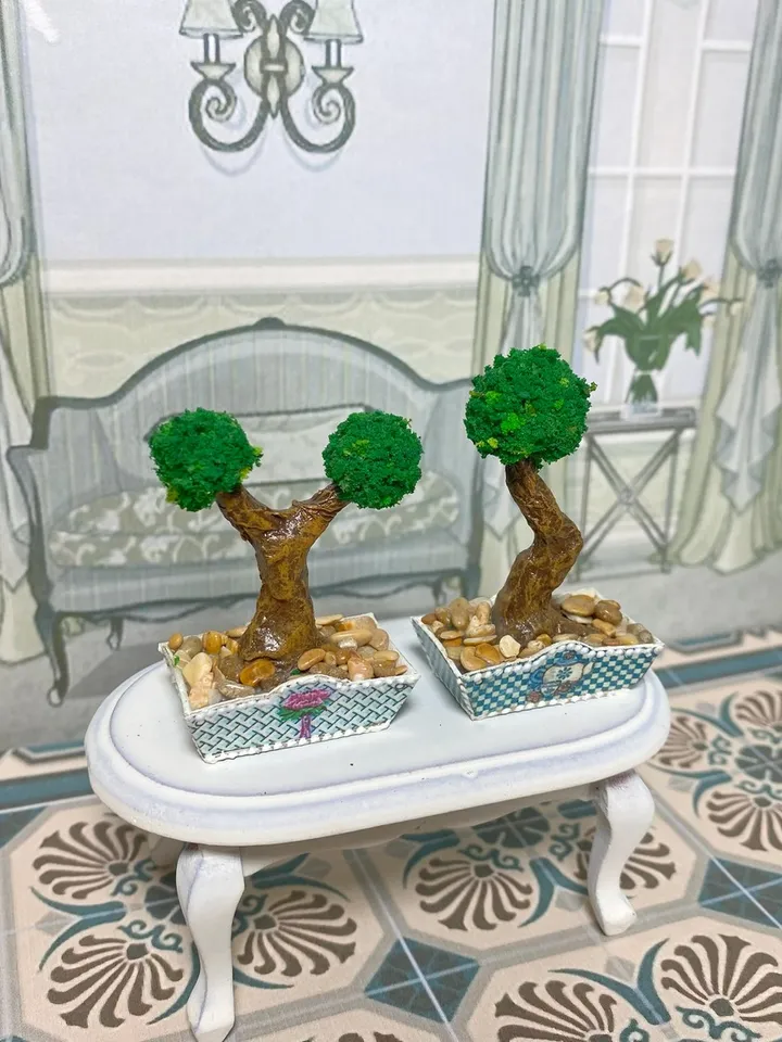 Miniature bonsai for a dollhouse. 1:12. Completely handmade. Plant for a doll.