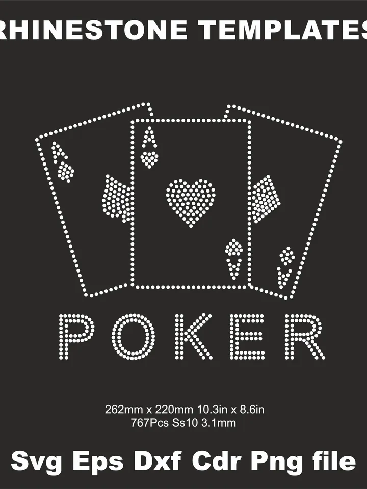 Poker Pattern Rhinestone Template, - Stone Arrangement Template for DIY Crafts and Clothing Design
