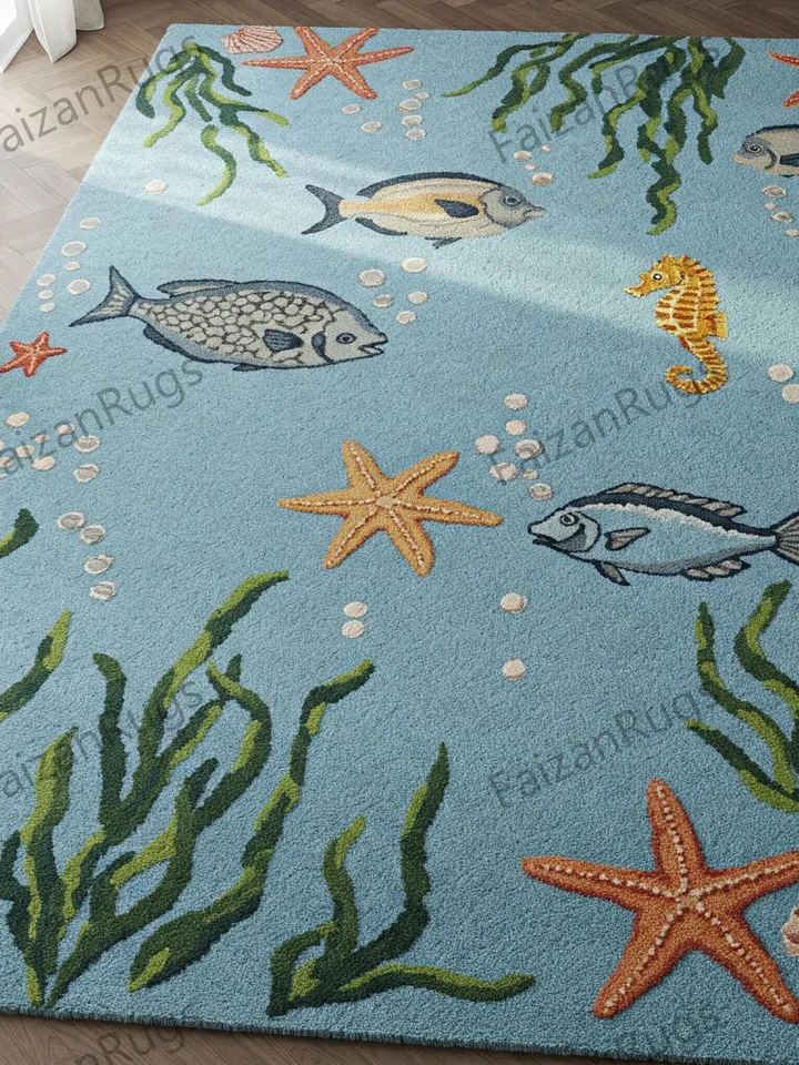 Buy the Under the Sea Rug, Handmade Area Rug, Carpet for Home, Bedroom Rug. Living Room Rug, Kids Carpet, 3x5, 4x6, 5x7, 7x10, 8x10, 9x12