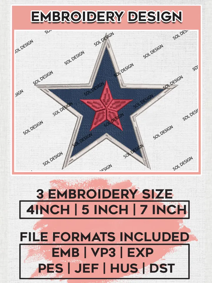 NCAA Robert Morris Colonials Football Team Star Logo Embroidery Design Files, NCAA Robert Morris Colonials Machine Embroidery, NCAA Teams, Game Day, 3 sizes, NCAA Machine embroidery designs, Digital Download