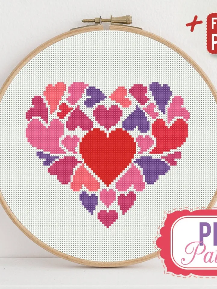 Heart Cross stitch pattern Love Red Ornament Valentine’s Day Cross stitch pattern PDF Format Instant Download Home decor Modern