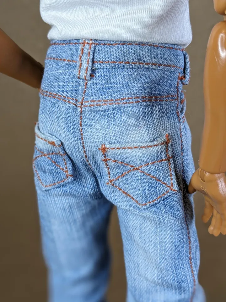 Classic bleached jeans for 12-inch fashion male doll